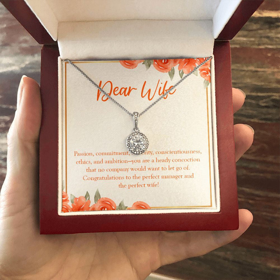 "Passion, Commitment, And Sincerity" Wife Job Promotion Necklace Gift From Husband Eternal Hope Pendant Jewelry Box
