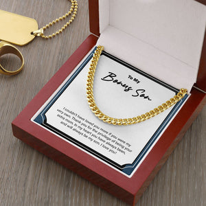 "Privilege Of Being An Extra-Mom" Bonus Son Necklace Gift From Mom Dad Cuban Link Chain Jewelry Box Birthday Graduation Christmas New Year