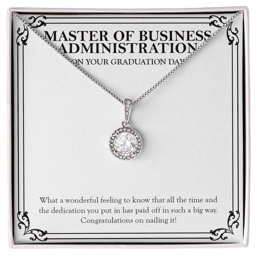 "Time And Dedication" Master of Business Administration Graduation Necklace Gift From Mom Dad Sister Brother Bestfriend Teacher Eternal Hope Pendant Jewelry Box