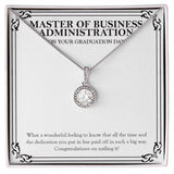 "Time And Dedication" Master of Business Administration Graduation Necklace Gift From Mom Dad Sister Brother Bestfriend Teacher Eternal Hope Pendant Jewelry Box