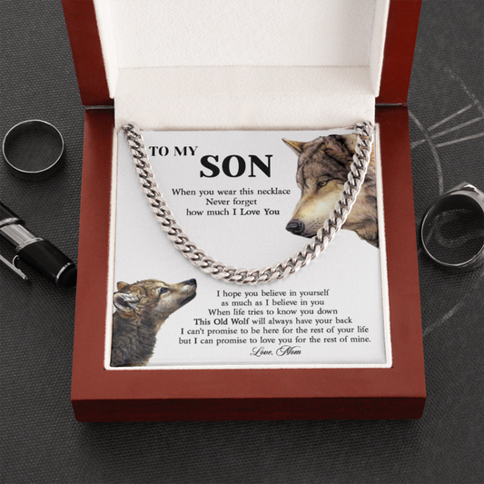 To My Son Necklace - Never Forget How Much I Love You - Cuban Link Chain Necklace