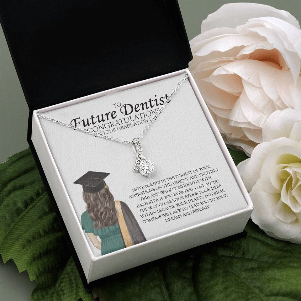 "Move Boldly" Future Dentist Graduation Necklace Gift From Mom Dad Grandpa Grandma Teacher Bestfriend Alluring Beauty Pendant Jewelry Box