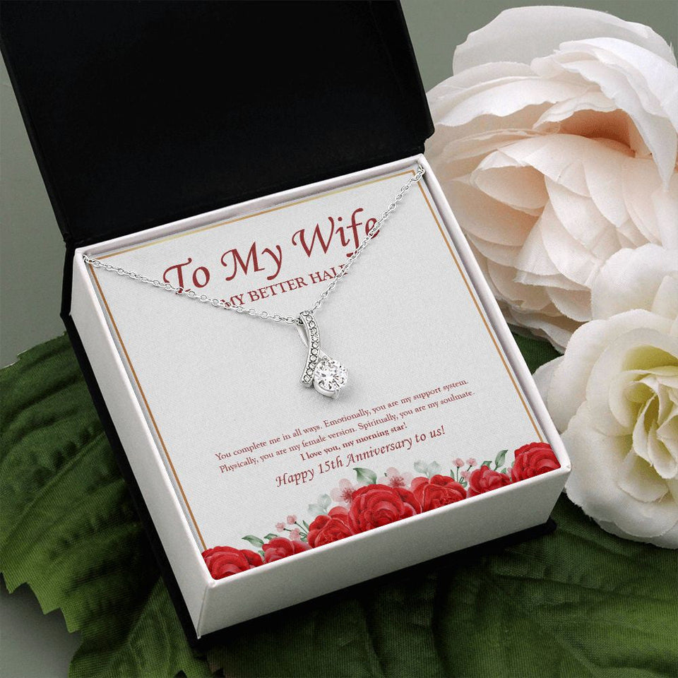 "My Morning Star" Wife 15th Wedding Anniversary Necklace Gift From Husband Alluring Beauty Pendant Jewelry Box
