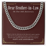"Made To Be Together" Brother In Law 30th Wedding Anniversary Necklace Gift From Sister-In-Law Brother-In-Law Cuban Link Chain Jewelry Box
