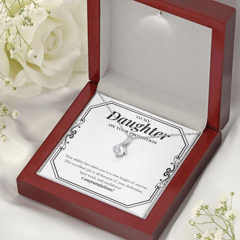 "New Height Of Success" Daughter Promotion Necklace Gift From Mom Dad Alluring Beauty Pendant Jewelry Box