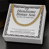 "Pleasure For All Of Us" Handsome Bonus Son 7th Wedding Anniversary Necklace Gift From Mom Dad Cuban Link Chain Jewelry Box