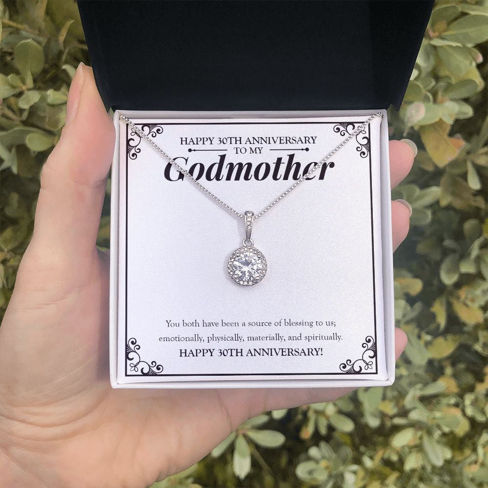 "Source Of Blessing To Us" Godmother 30th Wedding Anniversary Necklace Gift From Goddaughter Godson Eternal Hope Pendant Jewelry Box