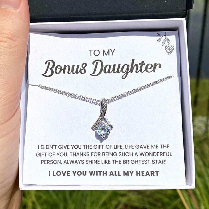 To My Bonus Daughter - I Love You with all my heart Gift from Mom Dad Alluring Beauty Necklace XL047E