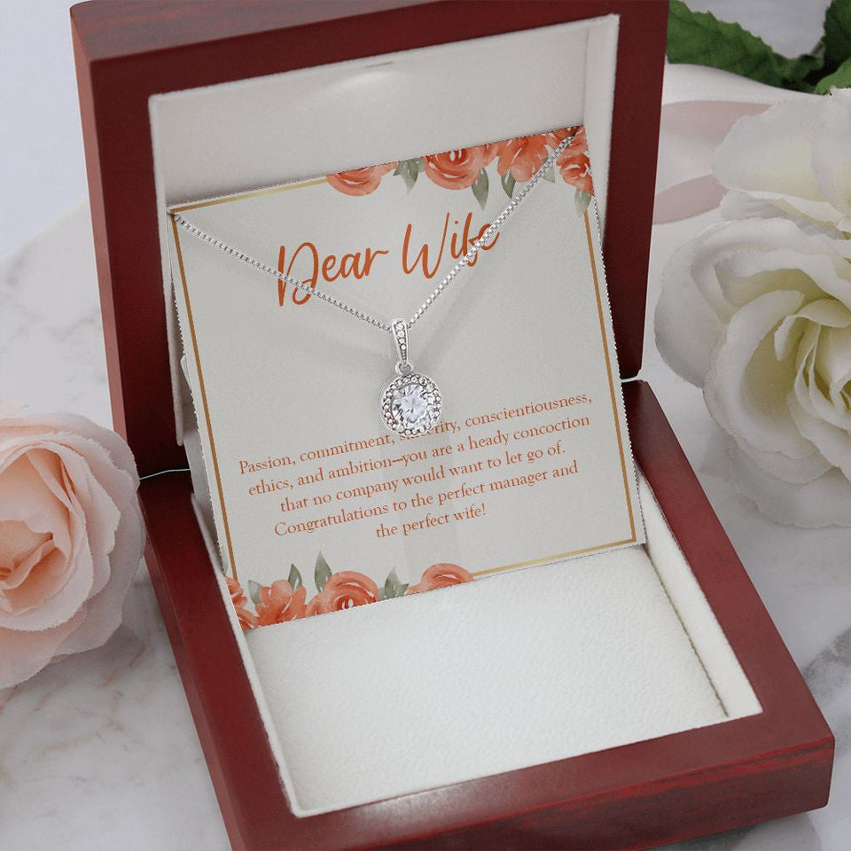 "Passion, Commitment, And Sincerity" Wife Job Promotion Necklace Gift From Husband Eternal Hope Pendant Jewelry Box