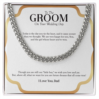 "Future Dreams" Son Wedding Day Necklace Gift From Dad Cuban Link Chain Jewelry Box