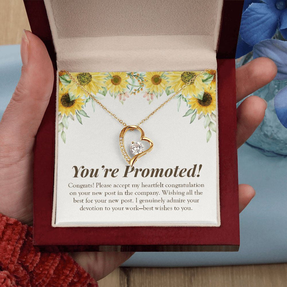 "Genuinely Admiring Your Devotion" Job Promotion Necklace Gift From Colleagues Co-workers Forever Love Pendant Jewelry Box