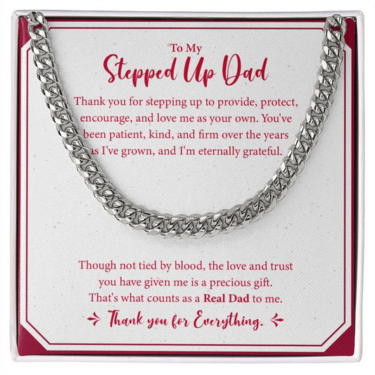 "Count as Real" Stepped Up Dad Necklace Gift From Daughter Son Cuban Link Chain Jewelry Box Fathers Day Birthday Christmas Valentines