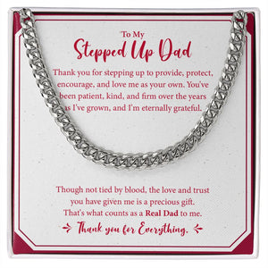 "Count as Real" Stepped Up Dad Necklace Gift From Daughter Son Cuban Link Chain Jewelry Box Fathers Day Birthday Christmas Valentines