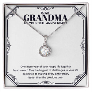 "Another Happy Life Has Passed" Grandma 10th Wedding Anniversary Necklace Gift From Granddaughter Grandson Eternal Hope Pendant Jewelry Box