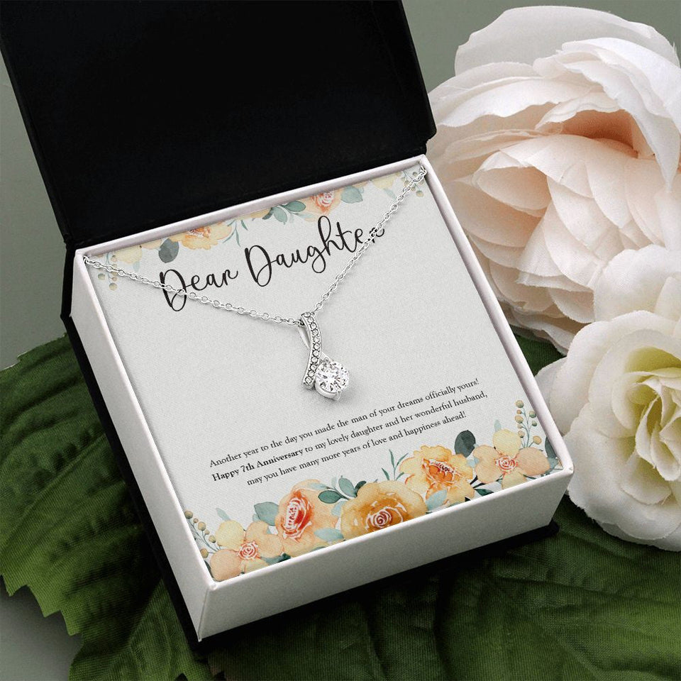 "The Man Of Your Dreams" Daughter 7th Wedding Anniversary Necklace Gift From Mom Dad Parents Alluring Beauty Pendant Jewelry Box
