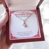 "Love Story Never End" Beautiful Mom 25th Wedding Anniversary Necklace Gift From Daughter Son Alluring Beauty Pendant Jewelry Box