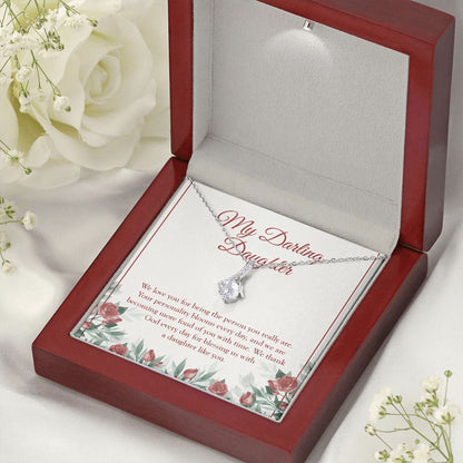 "Your Personality Blooms" Darling Daughter Necklace Gift From Mom Dad Alluring Beauty Pendant Jewelry Box Birthday Christmas Thanksgiving Wedding
