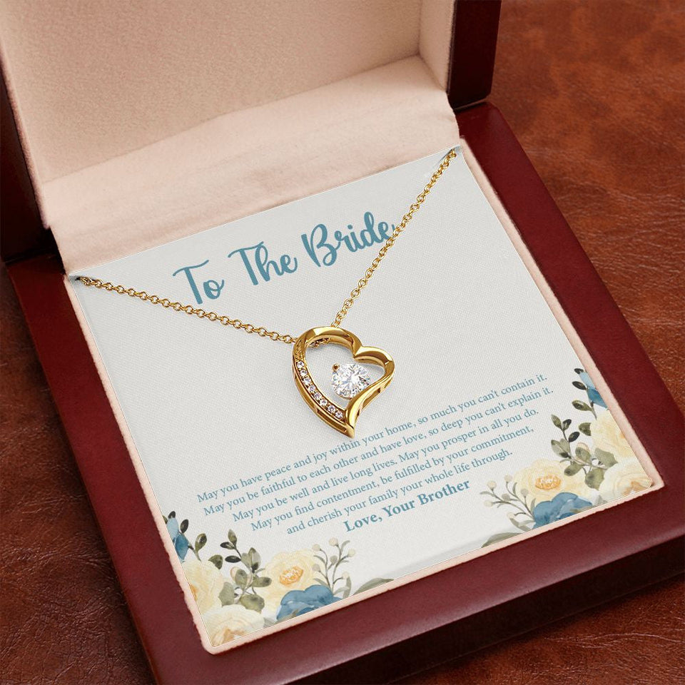"Fulfilled By Commitment" Bride Wedding Day Necklace Gift From Brother Forever Love Pendant Jewelry Box
