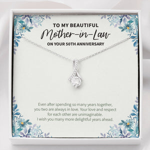 "More Delightful Years Ahead" Beautiful Mother In Law Golden Wedding Anniversary Necklace Gift Daughter-In-Law Son-In-Law Alluring Beauty Pendant Jewelry Box
