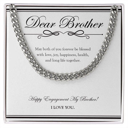 "Forever Be Blessed" Brother Engagement Necklace Gift From Sister Bro Cuban Link Chain Jewelry Box