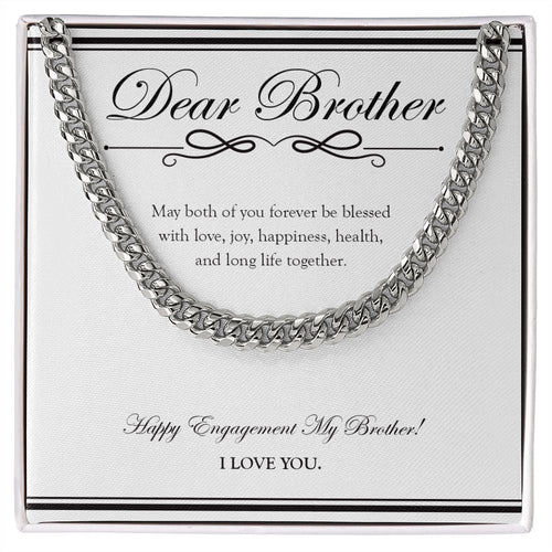 "Forever Be Blessed" Brother Engagement Necklace Gift From Sister Bro Cuban Link Chain Jewelry Box