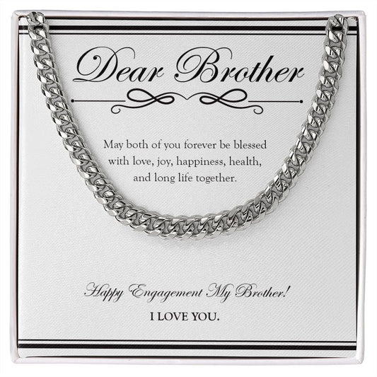 "Forever Be Blessed" Brother Engagement Necklace Gift From Sister Bro Cuban Link Chain Jewelry Box