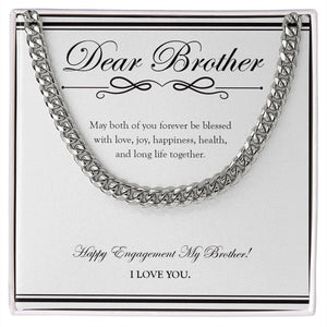 "Forever Be Blessed" Brother Engagement Necklace Gift From Sister Bro Cuban Link Chain Jewelry Box