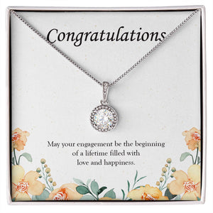 "Beginning Of A Lifetime" Engagement Necklace Gift From Mom Dad Bestfriend Grandma Grandpa Sister Brother Co-worker Eternal Hope Pendant Jewelry Box