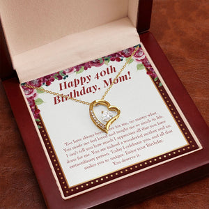 "Feel Loved And Taught" Mom 40th Birthday Necklace Gift From Daughter Son Forever Love Pendant Jewelry Box