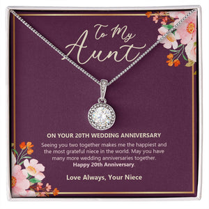 "Happiest And Grateful" Aunt 20th Wedding Anniversary Necklace Gift From Niece Eternal Hope Pendant Jewelry Box