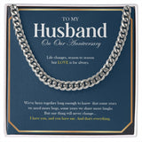 "Love Is For Always" Husband Wedding Anniversary Necklace Gift From Wife Cuban Link Chain Jewelry Box