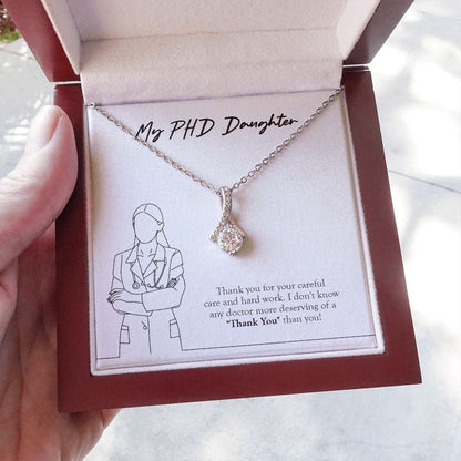 "More Deserving Of Thank You" Ph.D. Daughter Necklace Gift From Mom Dad Alluring Beauty Pendant Jewelry Box Birthday Job Anniversary Christmas
