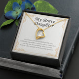 "Brave Strong-Willed Girl" Brave Daughter Necklace Gift From Mom Dad Forever Love Pendant Jewelry Box Birthday Graduation Christmas New Year