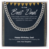 "The Best Moment With You" Best Dad Birthday Necklace Gift From Daughter Cuban Link Chain Jewelry Box