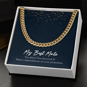 "You Deserved It" Best Mate Promotion Necklace Gift From Bestfriend Bestie BFF Cuban Link Chain Jewelry Box