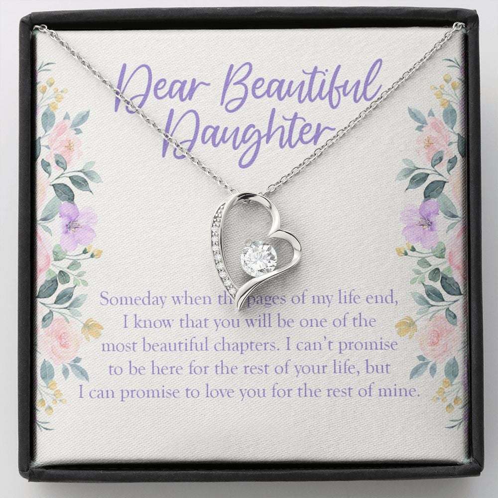 "For The Rest Of Mine" Beautiful Daughter Necklace Gift From Mom Dad Forever Love Pendant Jewelry Box Birthday Wedding Christmas Graduation