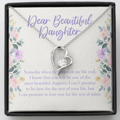 "For The Rest Of Mine" Beautiful Daughter Necklace Gift From Mom Dad Forever Love Pendant Jewelry Box Birthday Wedding Christmas Graduation