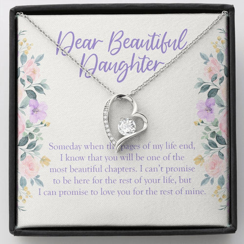 "For The Rest Of Mine" Beautiful Daughter Necklace Gift From Mom Dad Forever Love Pendant Jewelry Box Birthday Wedding Christmas Graduation