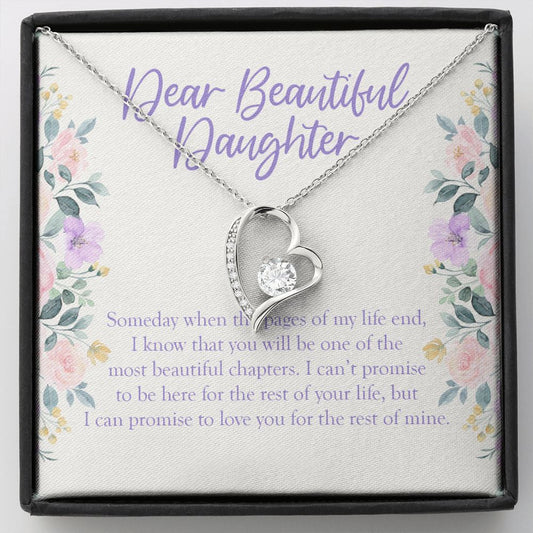 "For The Rest Of Mine" Beautiful Daughter Necklace Gift From Mom Dad Forever Love Pendant Jewelry Box Birthday Wedding Christmas Graduation