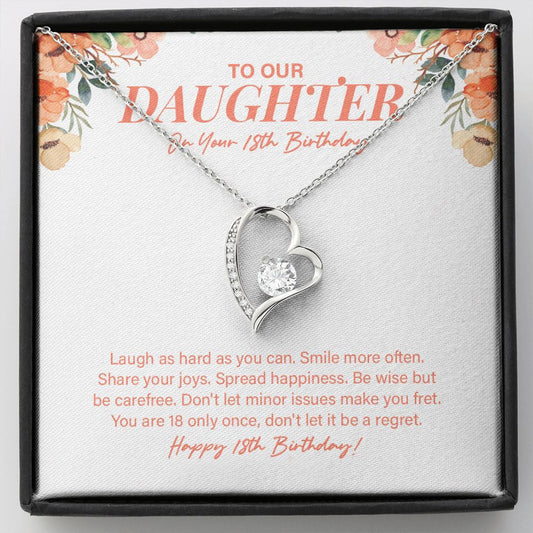 "Smile More Often" Daughter 18th Birthday Necklace Gift From Mom Dad Forever Love Pendant Jewelry Box