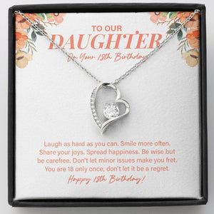 "Smile More Often" Daughter 18th Birthday Necklace Gift From Mom Dad Forever Love Pendant Jewelry Box