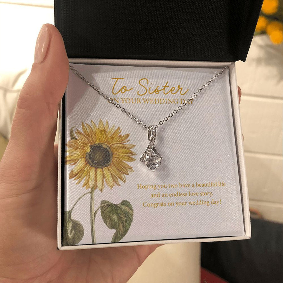 "Endless Love Story" Sister Wedding Day Necklace Gift From Sister Alluring Beauty Pendant Jewelry Box