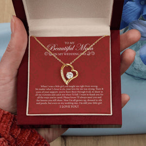 "Dressed In Silk And Pearls" Beautiful Mom of the Bride Wedding Day Necklace Gift From Daughter Forever Love Pendant Jewelry Box