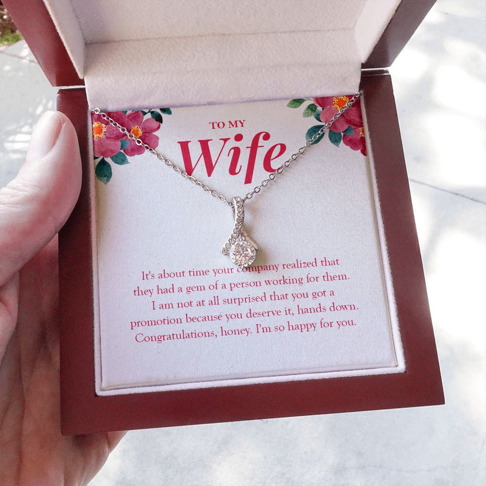 "Gem Of A Person" Wife Job Promotion Necklace Gift From Husband Alluring Beauty Pendant Jewelry Box