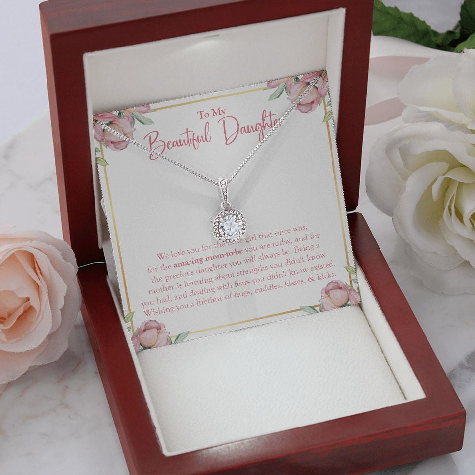 "Amazing Mom-To-Be" Beautiful Pregnant Daughter Necklace Gift From Mom Dad Eternal Hope Pendant Jewelry Box Baby Shower