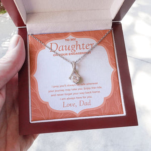 "Way Back Home" Daughter Engagement Necklace Gift From Dad Mom Parents Alluring Beauty Pendant Jewelry Box