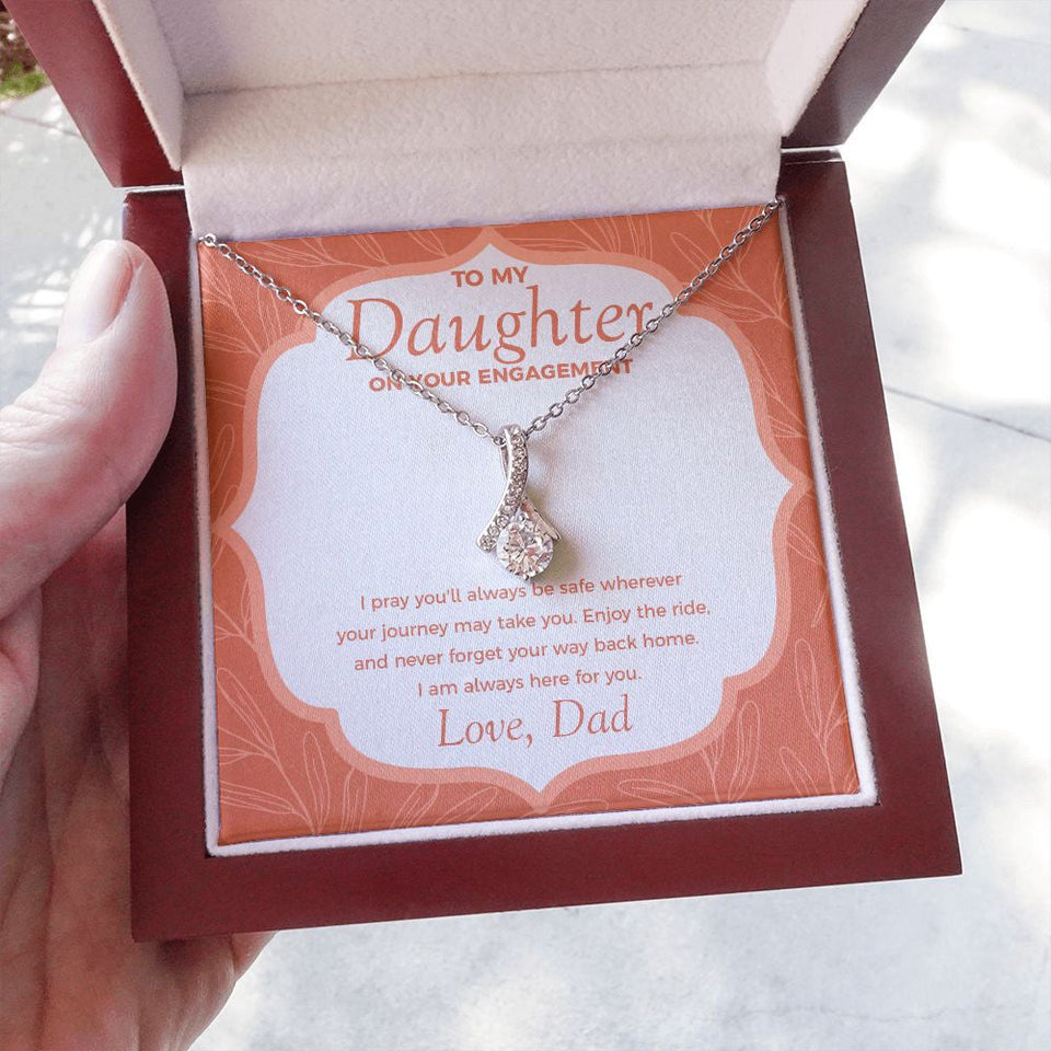 "Way Back Home" Daughter Engagement Necklace Gift From Dad Mom Parents Alluring Beauty Pendant Jewelry Box