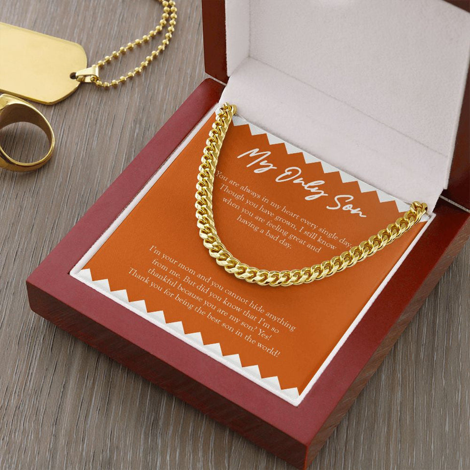 "Every Single Day" Only Son Necklace Gift From Mom Dad Cuban Link Chain Jewelry Box Christmas Thanksgiving New Year Birthday