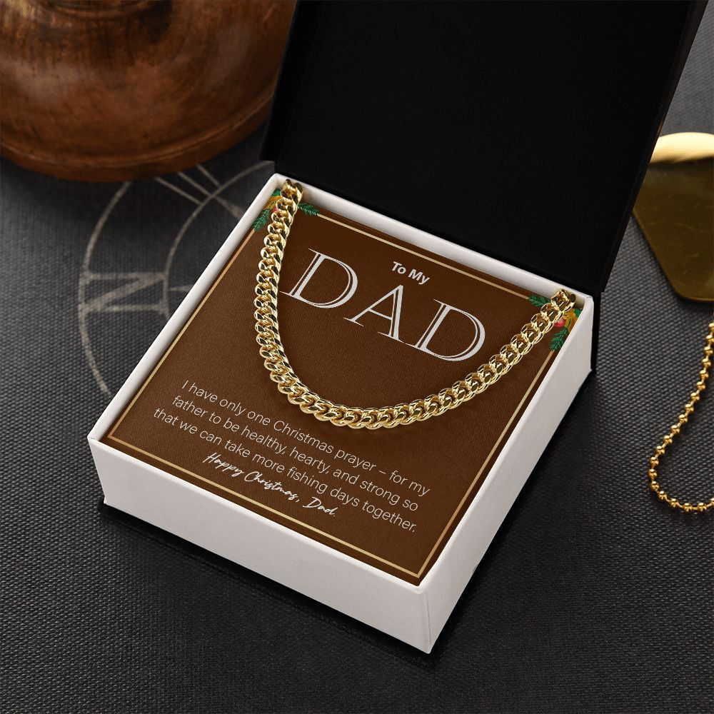 "Take More Fishing Days Together" Dad Christmas Necklace Gift From Daughter Son Cuban Link Chain Jewelry Box