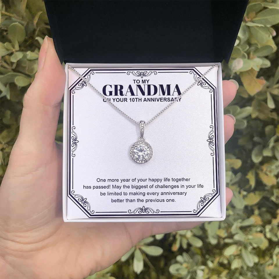 "Another Happy Life Has Passed" Grandma 10th Wedding Anniversary Necklace Gift From Granddaughter Grandson Eternal Hope Pendant Jewelry Box